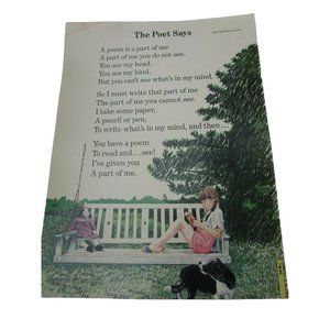 The Poet Says Grade School Poster Babs Bell Hajdusiewicz 30234 Poetry VNTG